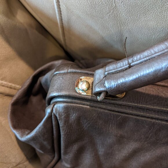 Faux Leather Doctor’s Bag Gladstone-Style Overnight Travel bag Dark Brown - Picture 6 of 11